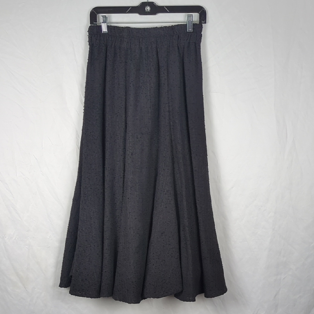 MARIA RODRIGUEZ Black Textured Long Midi Maxi Skirt